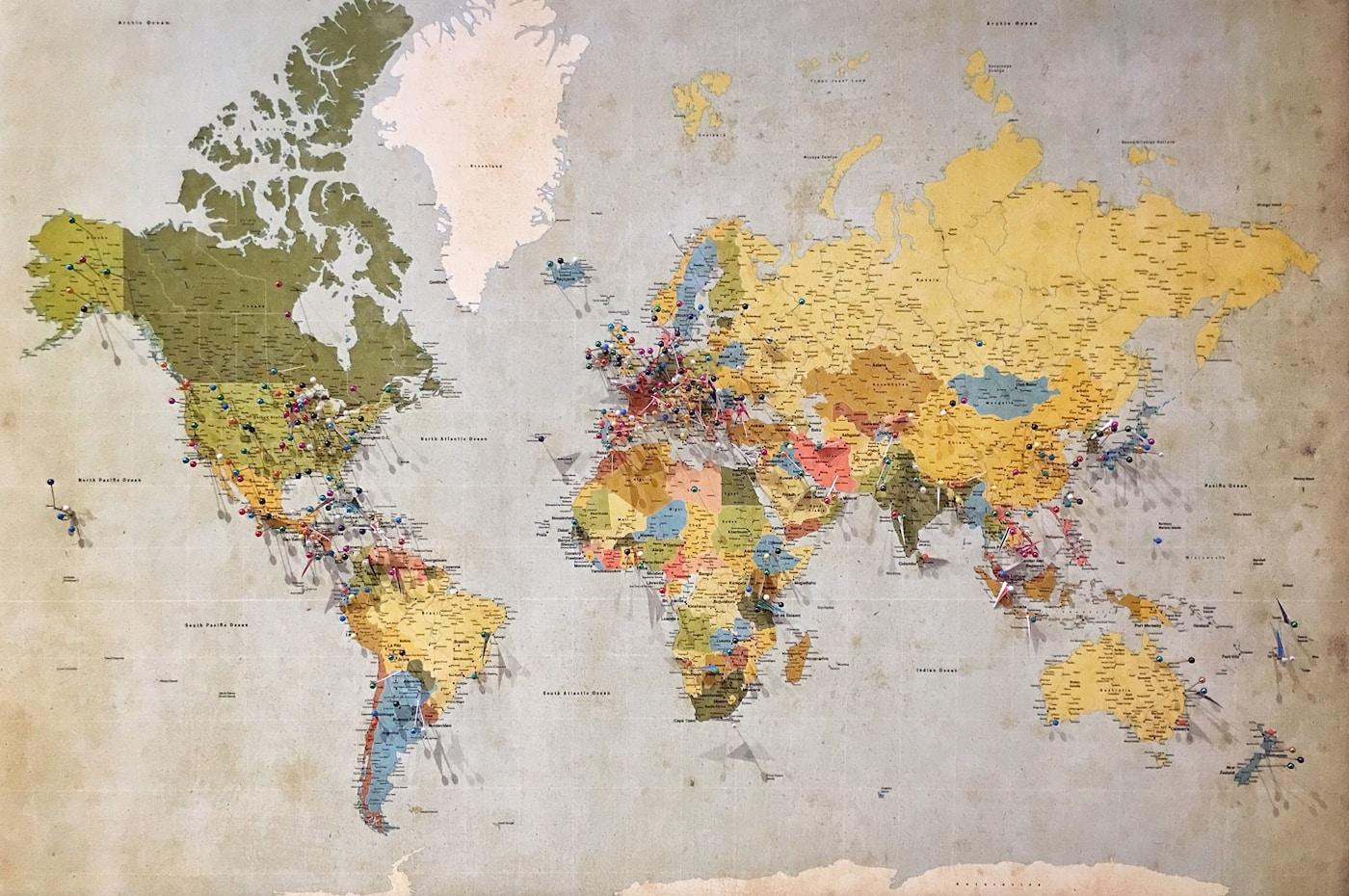 World map used for regional country risk analysis